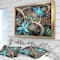 Designart - Light Blue Fractal Flower - Floral Art Framed Canvas Print